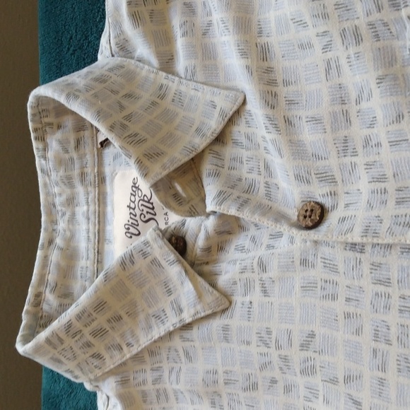 Vintage Silk Shirts Vintage Silk Xl Creambluegray Silk Blend